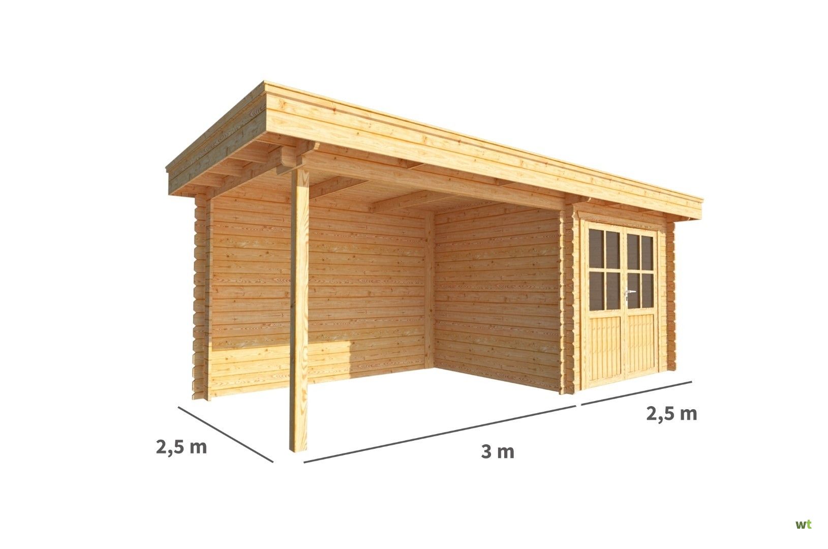 Bezwaar Algebraïsch Voorschrijven Blokhut, tuinhuisje met overkapping Lisa 550 cm bij 250 cm diep plat dak 2  Warentuin Collection