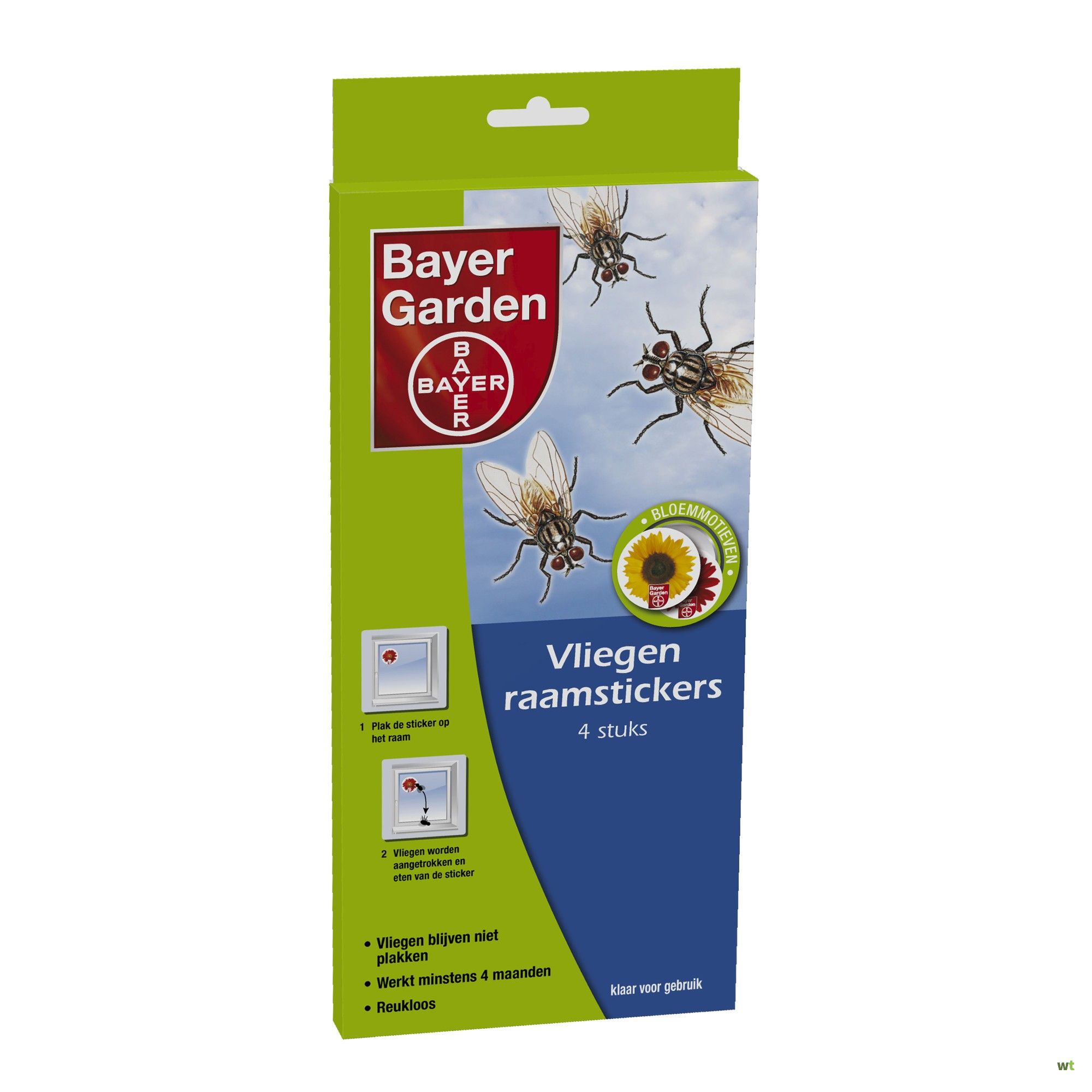 Relativiteitstheorie Renovatie Noord Vliegensticker met bloemmotief 4 strips Bayer Bayer