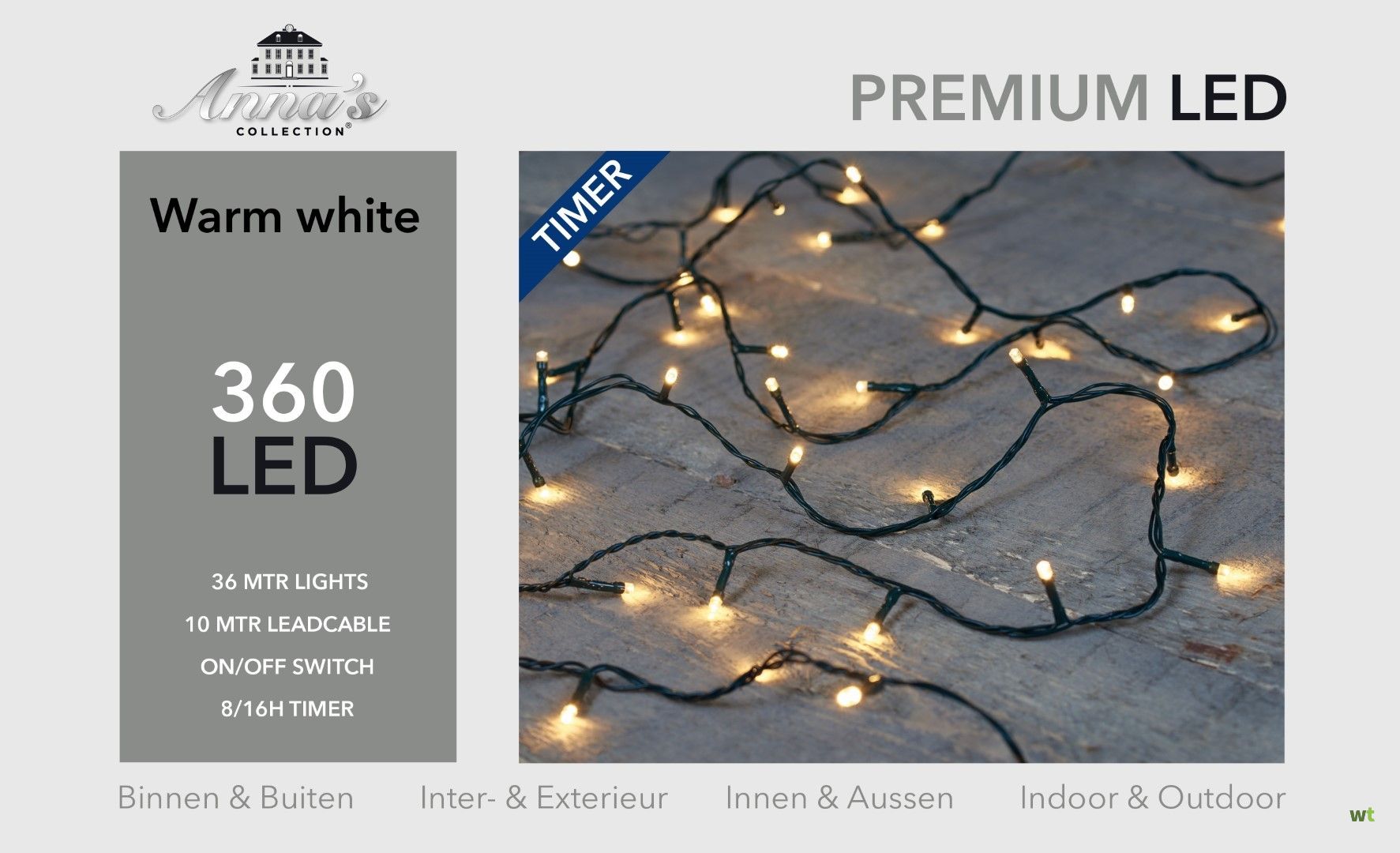 Mentor Auto sleuf Kerstverlichting buiten 360 lampjes warm wit 36 meter LED outdoor Anna's  Collection