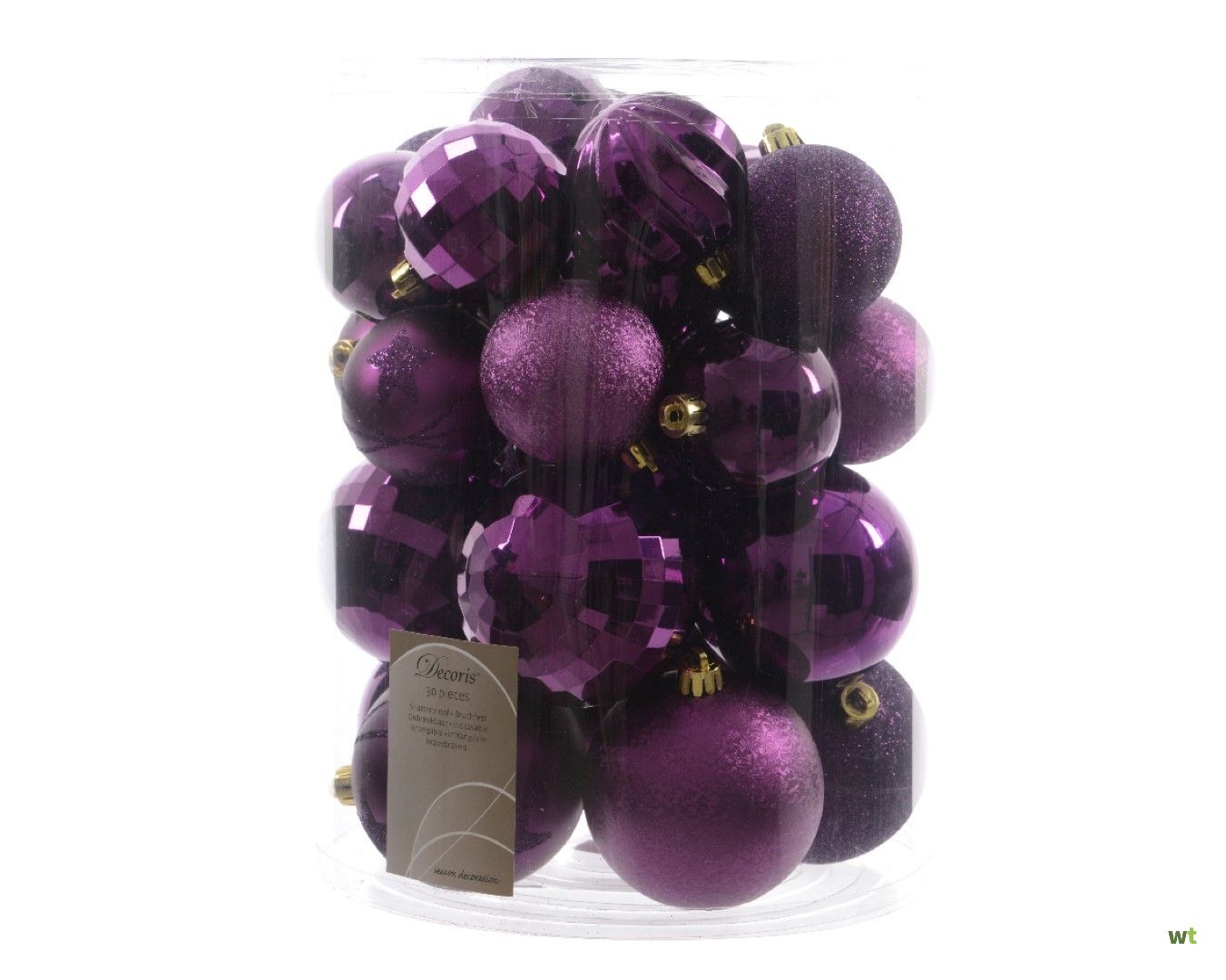 Vrijwillig Getand koffie Kerstbal plastic mix assorted fluweel paars KSD