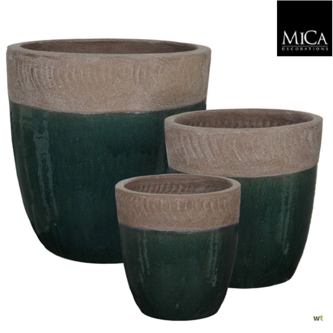 Bloempot pot rond donkergroen Mica Decorations