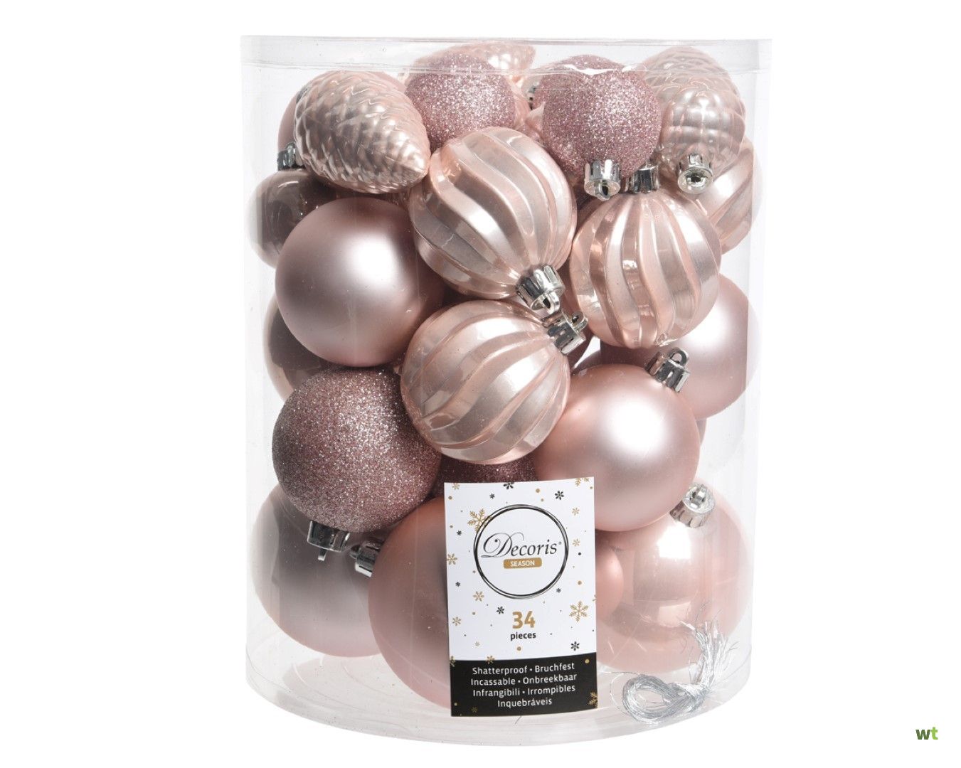 Plaats Omgaan Decimale Kerstbal plastic mix assorted poeder roze Decoris
