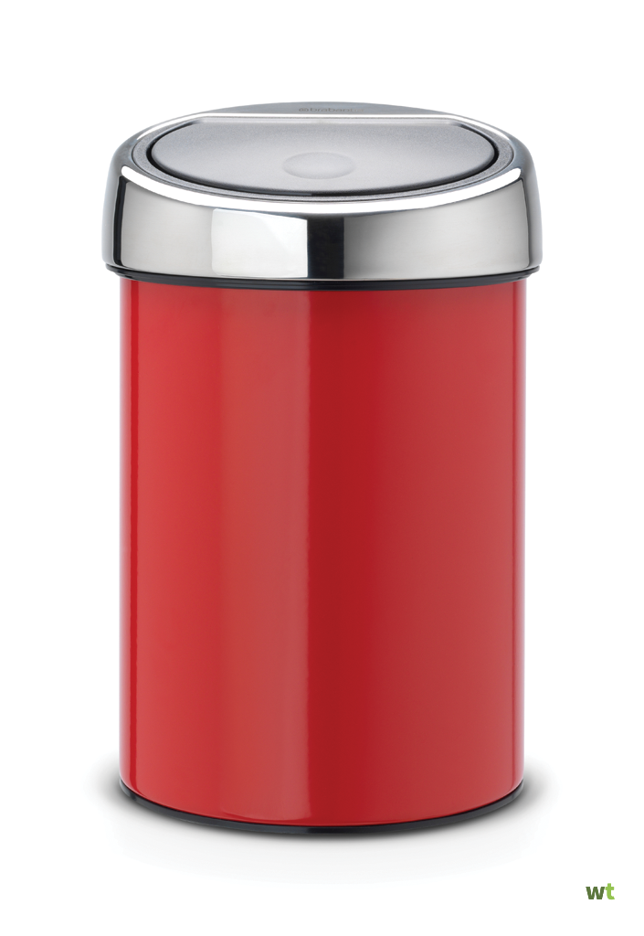 reservoir Verspilling Junior Touch Bin wandafvalemmer 3 liter met kunststof binnenemmer Passion Red /  Brilliant Steel Brabantia