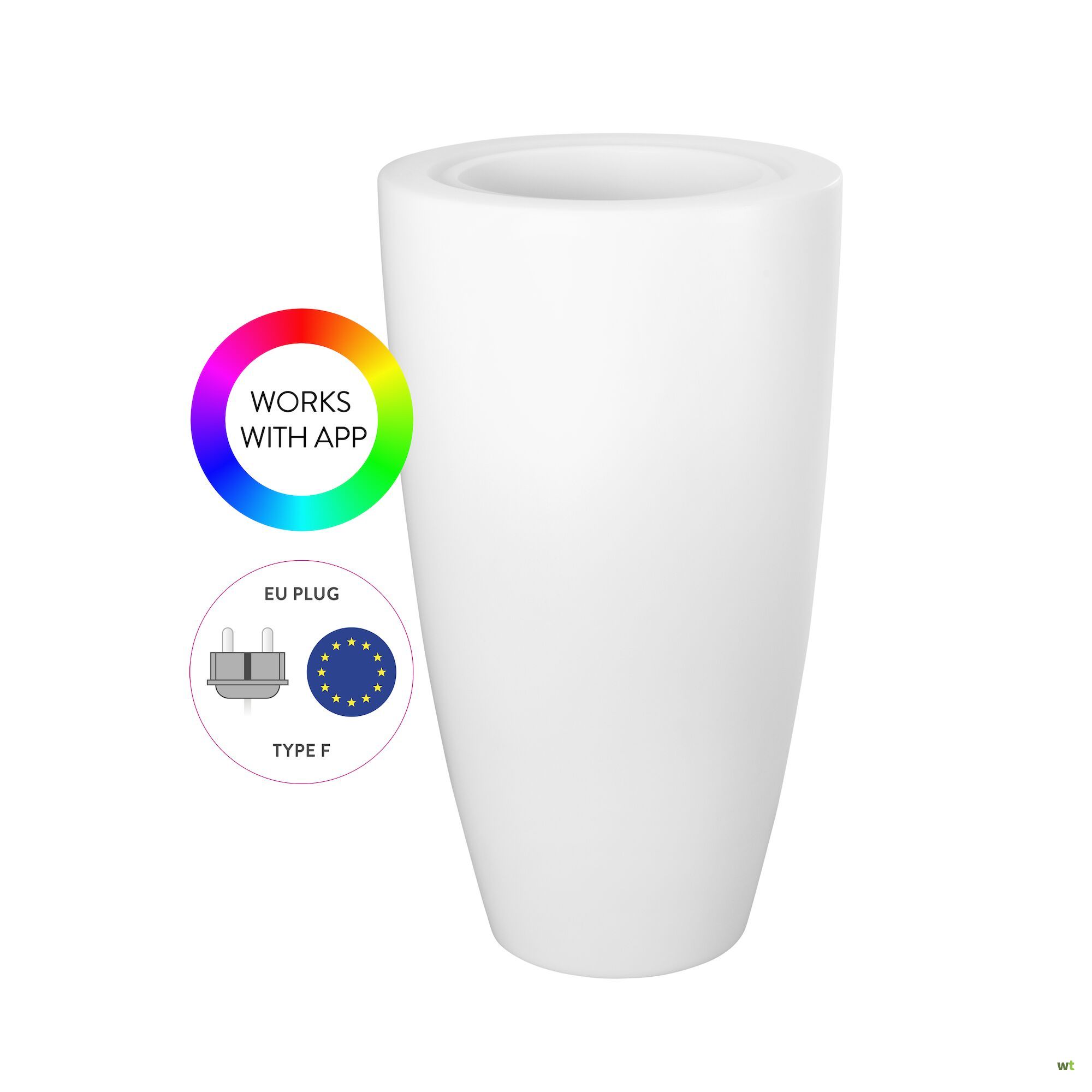 Liever Speel Oprichter Pure Soft Round High Smart LED 40 bloempot transparant elho