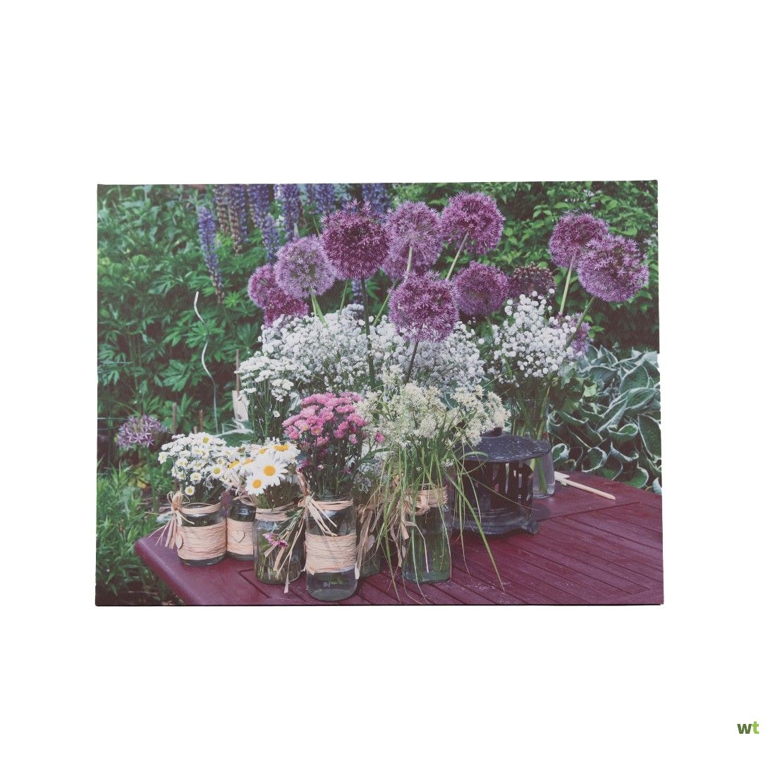 Doe voorzichtig Heerlijk verontschuldigen Buiten canvas 58x78cm bloemen paars-wit in vaasjes Anna's Collection