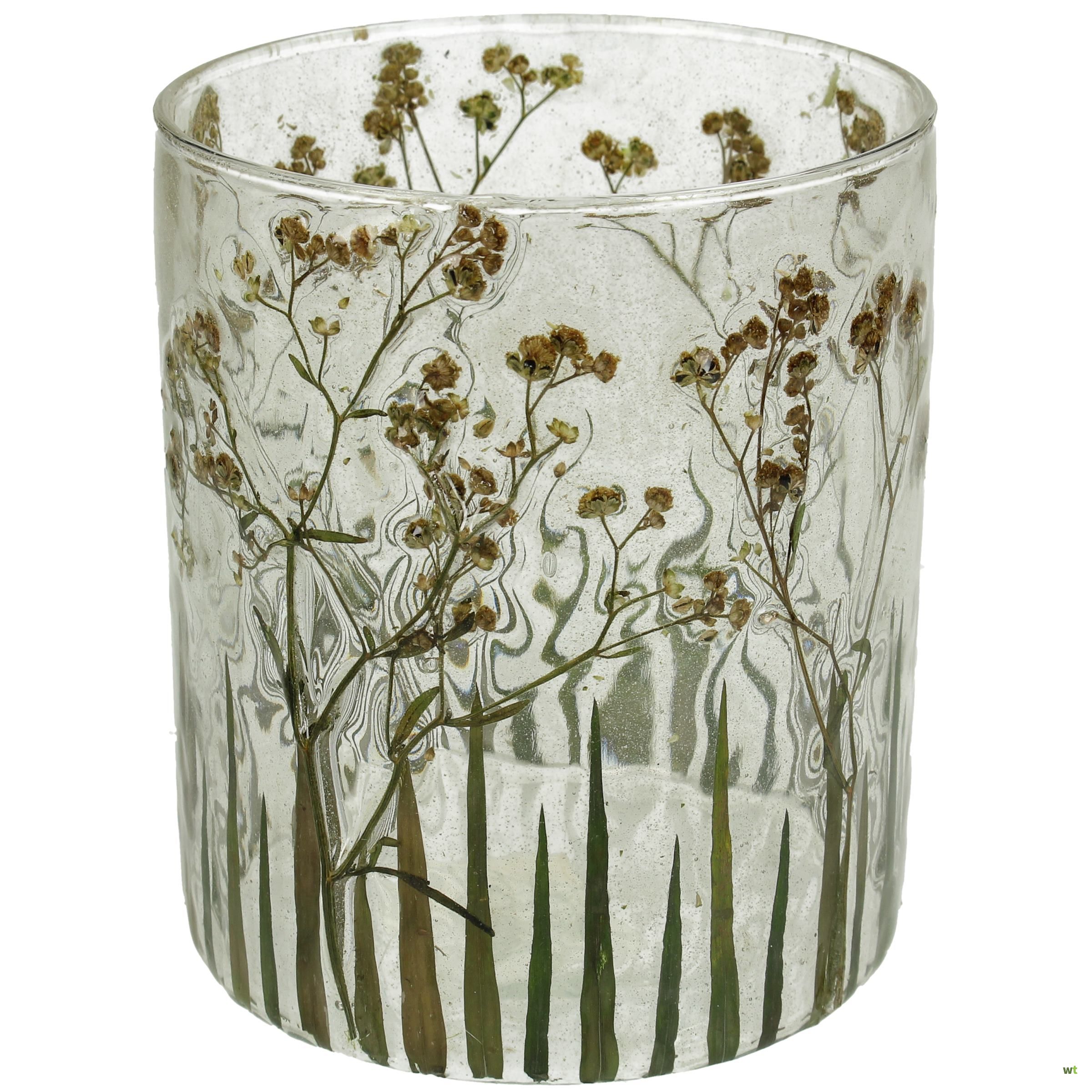 Beschaven Praktisch weduwnaar Kandelaar gedroogde bloemen glas helder 10x10x13 cm HD Collection