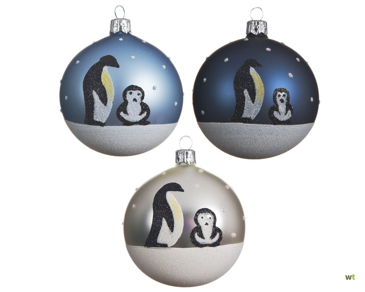 Wiens Tenen visie Kerstbal glas bewerkt pinguin d8 cm a3 Decoris
