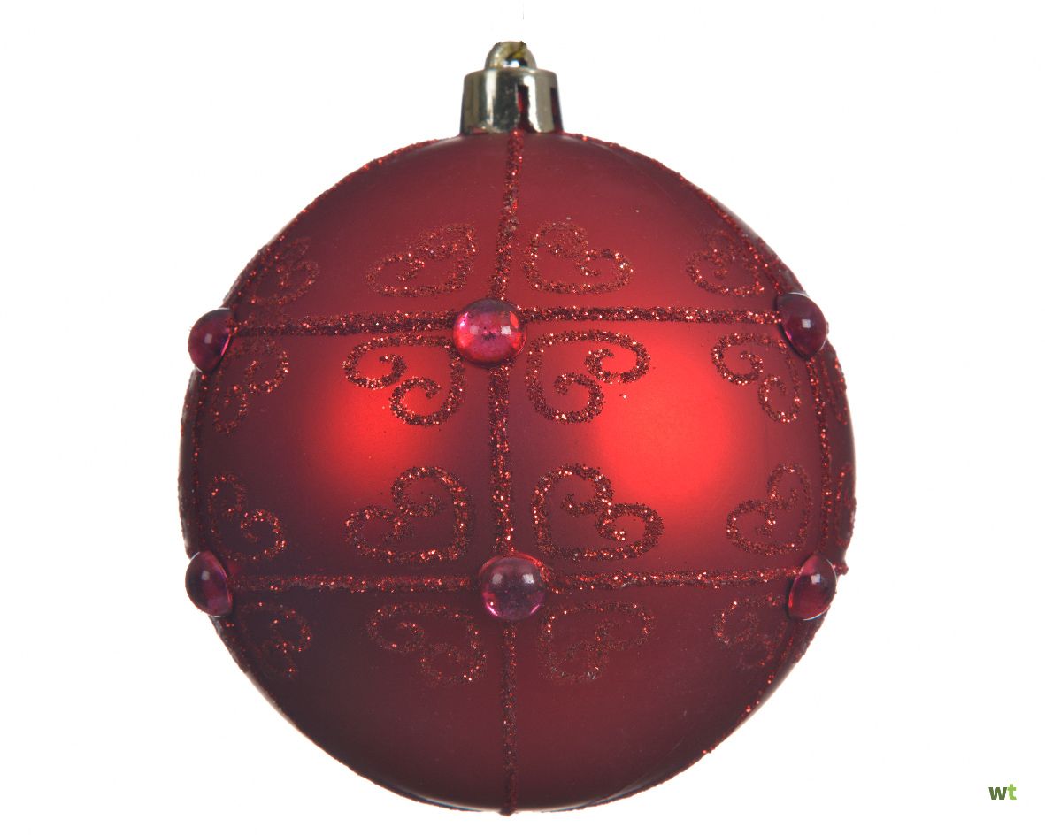 Verwisselbaar Evolueren Goedaardig Kerstbal plastic parels d8 cm k.rood Decoris