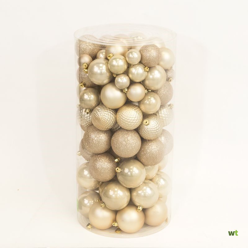 Plastic kerstballen 100 pearl