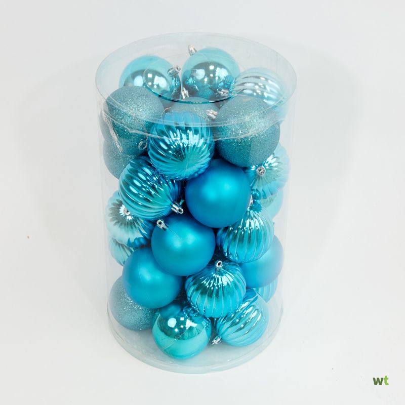 Volgen Spanning Ijver 34 Onbreekbare kerstballen in koker diameter 8 cm blauw watermeloen  Oosterik Home