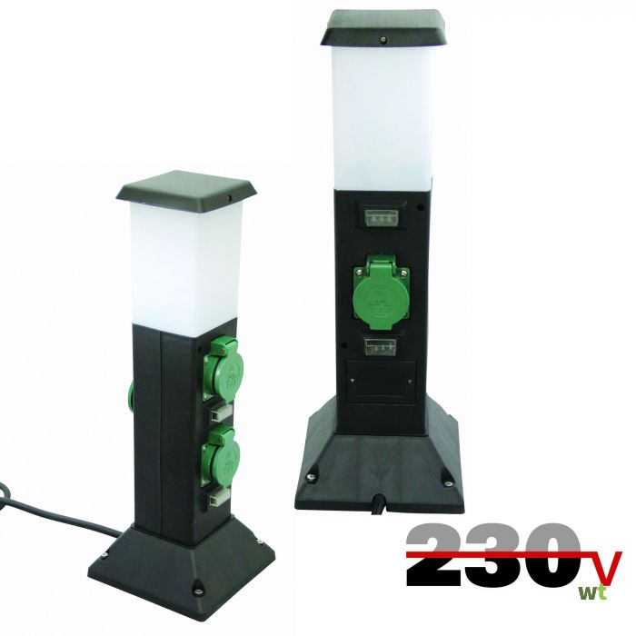 Tuinpaal 220 volt met stopcontacten en lamp Luxform Lighting