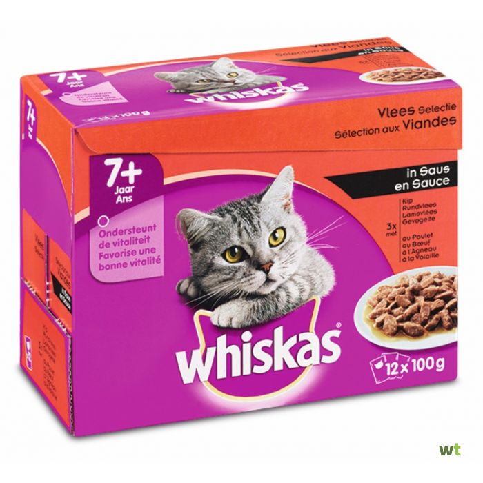 Briljant deugd geweten Kattenvoer Senior Vlees Selectie in Saus maaltijdzakjes multipack 12x100 g  Whiskas