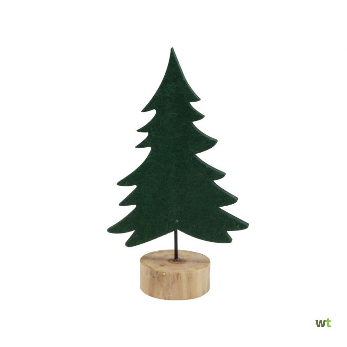 pantoffel lied calorie Kerstboom vilt op houten voet 17 cm groen Kerst HIT