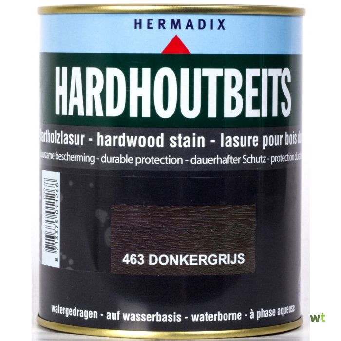 hoogtepunt Begroeten houder Hardhoutbeits 463 donker grijs 750 ml Hermadix