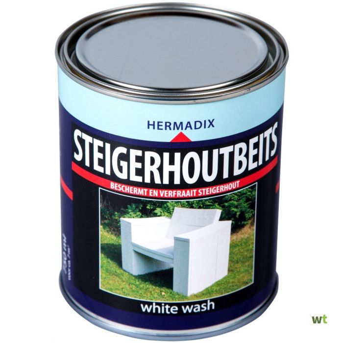 Achternaam helling zuurgraad Beits steigerhout white wash 750 ml Hermadix