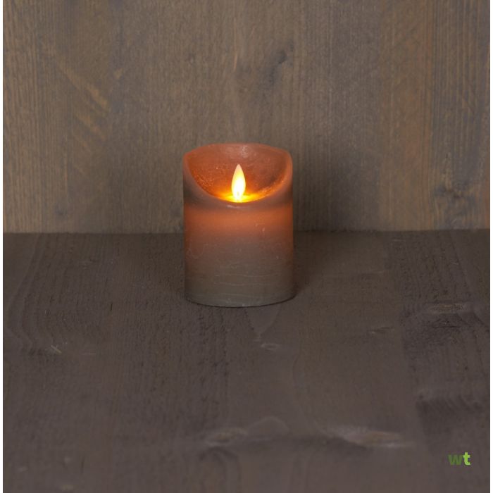 strand schijf Elastisch Batterijverlichting LED kaarsen wax rustiek 7,5x10 cm grijs Anna's  Collection
