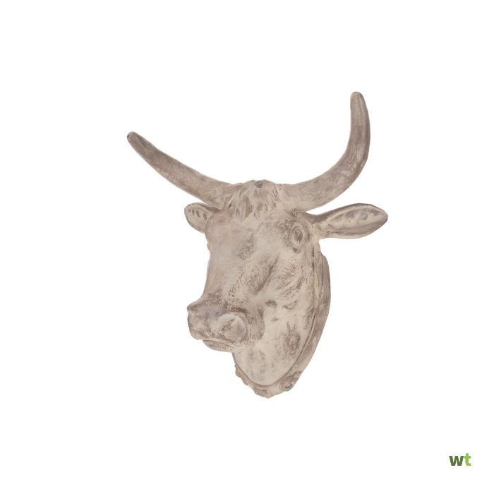 boog impliceren adverteren Steen stier hoofd 47,5 x 36 x 51 cm wit