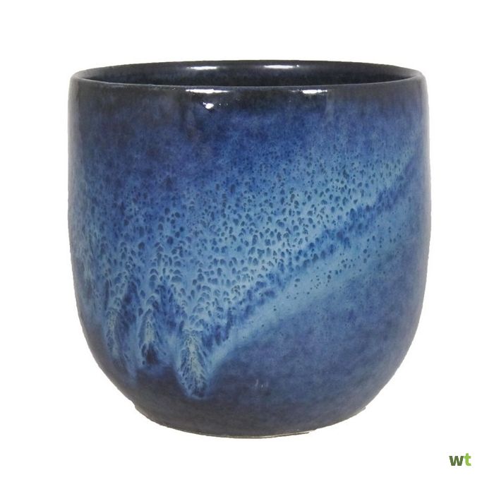 Moedig aan Voordracht licentie Pot romano d17 h16 cm donkerblauw keramiek bloempot Floran