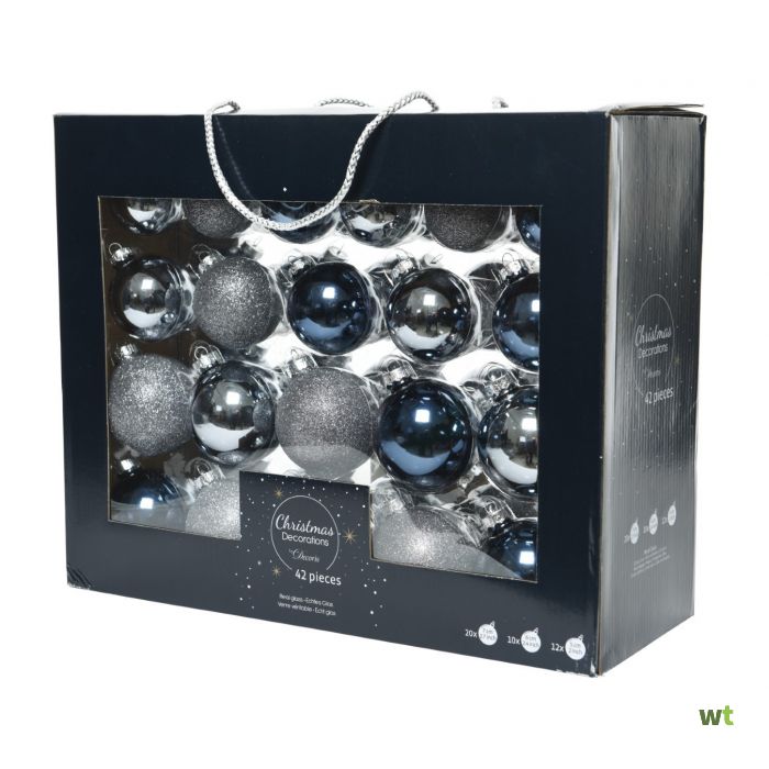 spectrum wees onder de indruk kas Kerstballen glas mix blauw assortie per doos verpakt (6 ballen) Kerst  Decoris