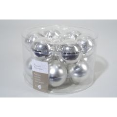 12 kerstballen zilver glans-mat 50 mm KSD
