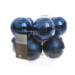 10 Kerstballen glas glans-mat diameter 6cm nacht blauw KSD