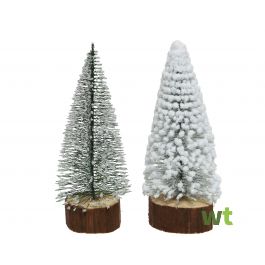 Vloeibaar Installatie Afkorting Mini kerstboom tafelboom mini hout voet h28 cm groen/wit Everlands